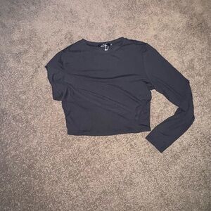Black Cropped Long Sleeve Women's Top